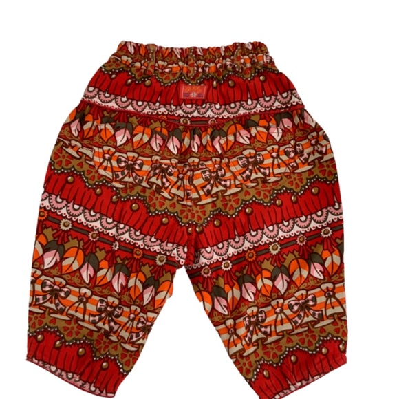 OLILY PANT 12MO 4 POCKETS RED ORANGE ELASTIC WAIST FUN PATTERN - Picture 2 of 4
